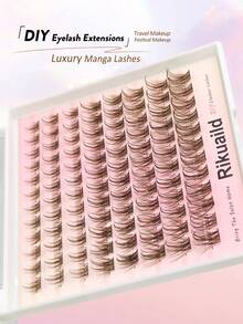 Rikuaild 96pcs Brown False Eyelashes, D Curl Fluffy Criss-Cross Fine Pointed Type Individual Lashes, Natural Soft Mixed Style, Daily DIY Makeup, False Lash Clusters, Individual False Lashes - D - View 7