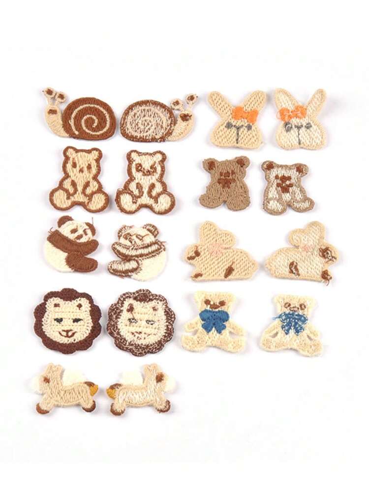 10pcs 2-3cm Assorted Colorful Mini Bear, Rabbit, Snail & Other Random Pattern Decorative Fabric Patches, No Adhesive, DIY Sewing Accessories For Clothing, Hats, Scarves - Multicolor - View 3