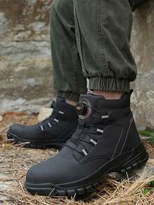 Men's And Women's All-Four Seasons High-Quality Steel-Toe Safety Shoes - Anti-Puncture, Anti-Shatter, Anti-Slip, Shock-Absorbing, With A Rotating Lacing System, High-Top Protective Design, Suitable For Warehouses, Construction Sites, Kitchens, Repair Workers And Other Scenarios. - màu đen - Xem 7