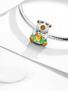 1pc Fashionable 925 Sterling Silver Shiny Tropical Shell Pearl Pendant, Suitable For Women Jewelry DIY Bracelet - Tropical Capybara - View 7