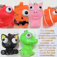 1/3/8/12pcs Random Squeeze Bulging Eye Animal Keychains, Halloween/Christmas Bulging Eye Plush Squeeze Ball Stress Relief Animal Keychains, Party Favors - Multicolor - View 11