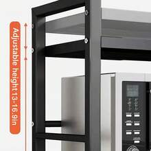 2 Tier Extendable Microwave Oven Rack Heavy Duty Kitchen Stand Storage Shelf UK - Default - View 6
