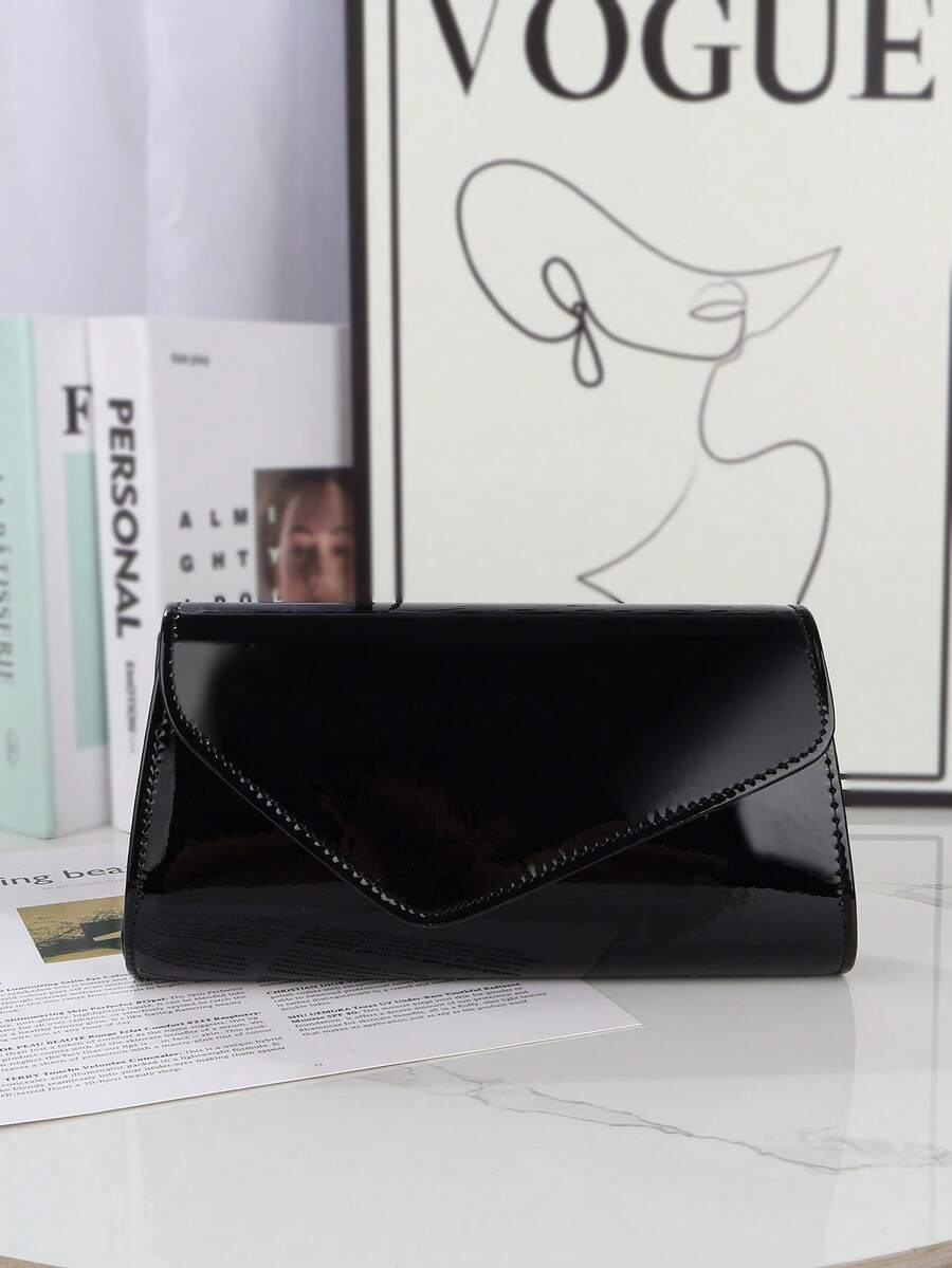 闪亮奢华 PU 手拿包，新款女士信封包晚宴包，时尚派对包，舞会包，婚礼包，适合参加晚宴、聚会、舞会、派对、婚礼。 - 黑色 - 查看 1