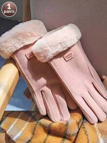 1 Đôi Găng tay cảm ứng ngoài trời ấm áp cho nữ, Găng tay dày chống gió, chống lạnh, mùa thu/đông - Nhiều màu - Xem 7