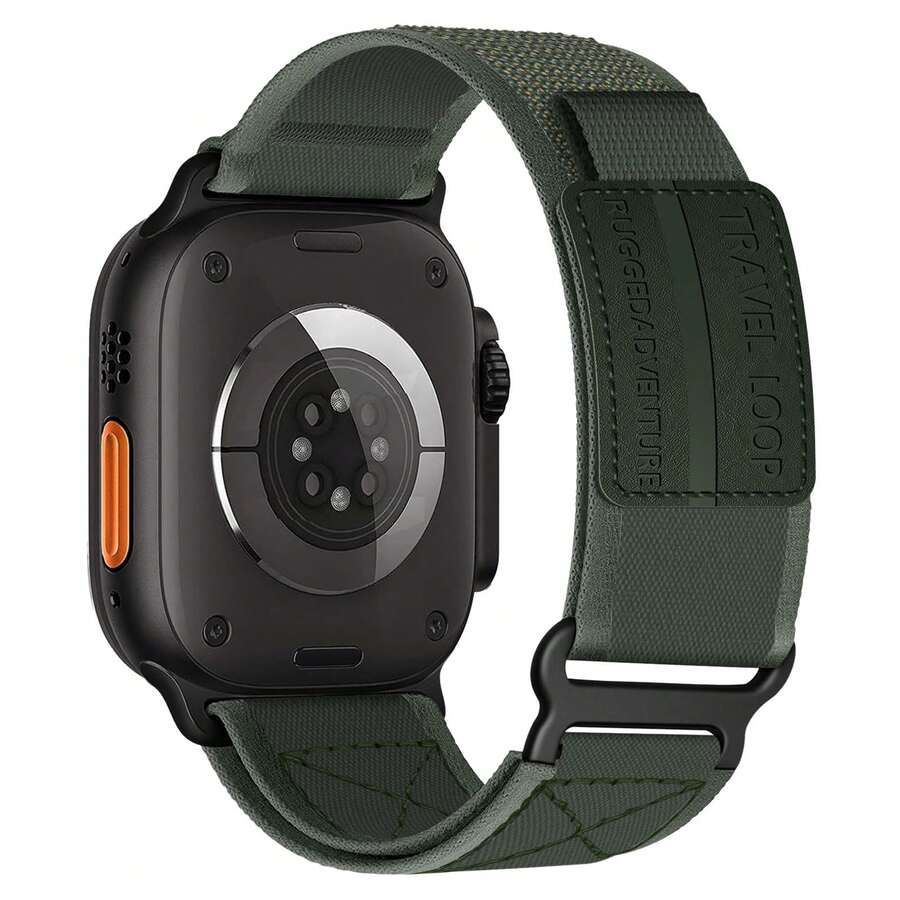 Trail Loop 尼龙表带兼容 表带 49 毫米 46 毫米 45 毫米 44 毫米 42 毫米 41 毫米 40 毫米 38 毫米 男女款，坚固编织弹性编织运动表带兼容 Ultra 系列 10/9/8/7/6/SE/5/4/3/2/1/SE - 綠(黑彩) - 查看 1