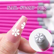 A Set Of 4 Nail Seal Pens, Random Pattern Nail Transfer Tool, Alcohol-Free Nail Seal Set, Suitable For Women - Hồng - Xem 3