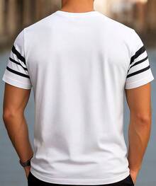 DAMAI MEN'S FASHION Short Sleeve Men's T-Shirt With Round Neck, Ideal For Everyday Use - trắng - Xem 2