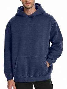 Mens Women Oversized Acid Wash Hoodie Unisex Heavyweight Vintage Fleece Sweatshirt & Hoodies For Men Couple 2025halloween - Màu xanh hải quân - Xem 6