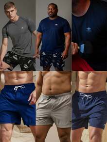 Kit 6: 3 Dry Fit T-Shirts And 3 Basic Printed Summer Sport Shorts - Variación 3 - Ver 2