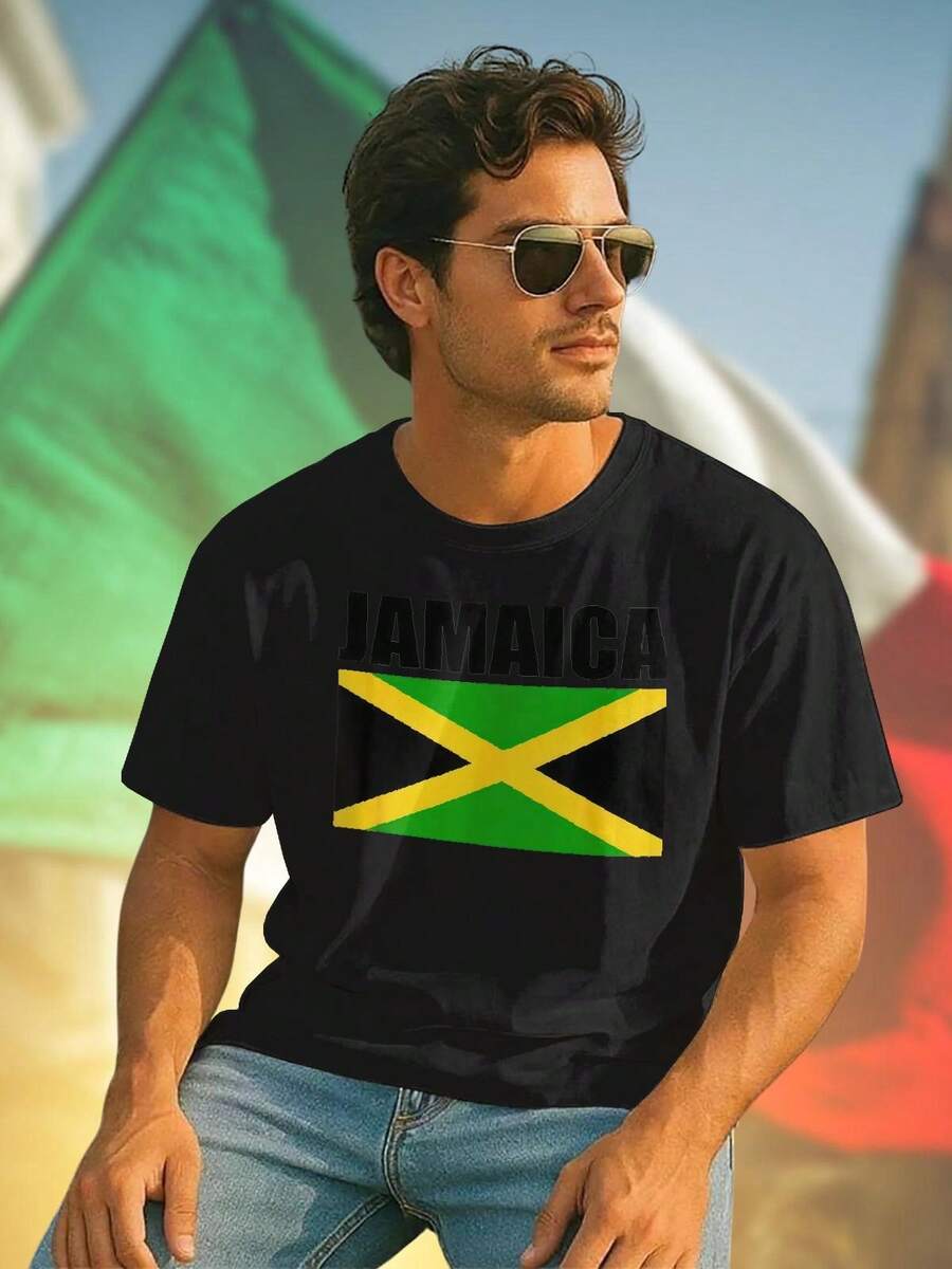 Jamaica Maglietta Uomo Estiva Cotone Traspirante Moda Casual  Sportiva Comoda Novità Qualità Top Regalo Offerta Imperdibile