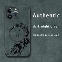 Funda magnética para teléfono con diseño de lobo, imitación de piel de oveja, compatible con phone 12, 13, 14, 15, 16 Plus y Pro. Elegante y de alta calidad, una opción. - Colores mixtos 2 - Ver 5