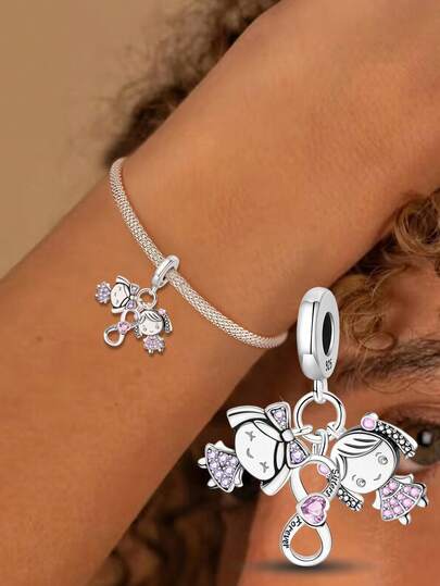 1 pieza Colgante de plata de ley 925 con infinito brillante adecuado para pulseras DIY, joyería de mujer