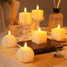 1 pieza de velas decorativas electrónicas, accesorios de decoración de fotos, luces de velas LED simuladas para cumpleaños, graduaciones y bodas. - Beis - Ver 4