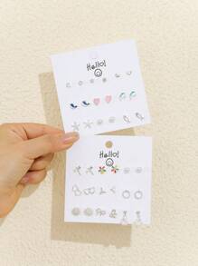 9 أزواج من أقراط الأذن المرصعة بالكامل بالراين بتصميم بسيط على شكل فراشة للنساء