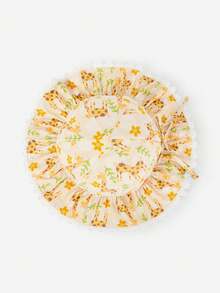 Balabala Baby Sun Hat Floral Brim Cute Fashionable Sun Protection - Yellow-green Hue - View 2