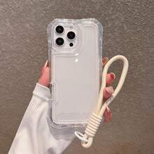 【新たに登場したもの】3-in-1 エアクッション（ドーパミン透明＋リストストラップ）for i Phone 14 15 16 Pro Max対応スマホケースiPhone17/17AIR/17pro/17pro maxTPU全包紛失防止ストラップソフトケース携帯ストラップケース - クリア - チェックする 6