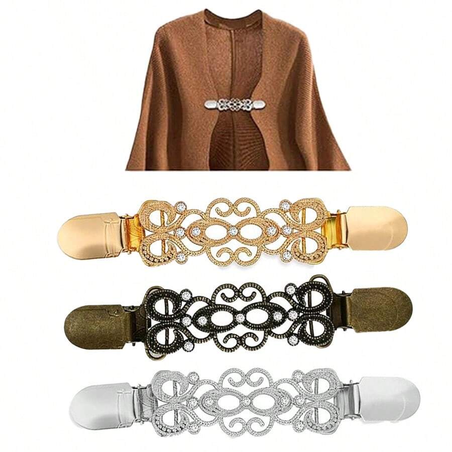 Kẹp áo len cổ điển - Kẹp cổ áo cardigan cổ điển, phù hợp cho phụ nữ và trẻ em gái - Hoàn hảo cho áo sơ mi trang trọng và trâm cài áo - Nhiều màu - Xem 1
