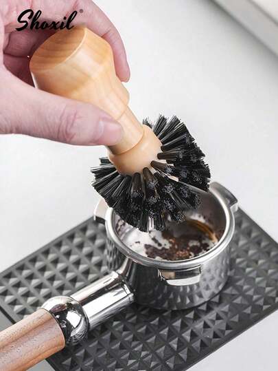shoxil 1 st portafilter rengöringsborste lämplig för 51/54/58 mm handtag, träkaffekorg rengöringsborste dammtorkning espressokaffe tamper rengöringsverktyg kaffetillbehör