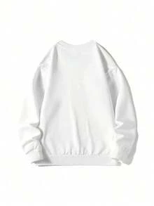 Christmas Outfit Womenchristmas Outfit WomenMen's Solid Color Pullover Sweatshirt, Casual Everyday Wear, For FallLoose And Comfortablewomen Winter Clotheswinter Clothes For Women - 白色 - 查看 2