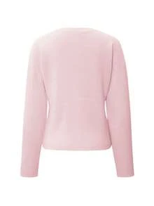 Live To Mo Fspring Break Outfits Butter Yellow Cardigan With Long Sleeves And Buttons, Casual Y2K Style. Perfect For Valentine's Day, Going Out Tops Women And Daily Wear. - Pink - View 4