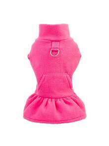 Solid Color Minimalist Dog & Cat Pet Dress, Autumn/Winter, Anti-Shedding, Suitable For Indoor & Outdoor Use