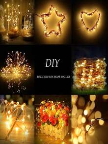 1pc Solar Powered Outdoor String Lights - 8 Modes DIY Copper Wire Fairy Lights, Warm White/Pink/Red/Blue/Multi-Color Options, 7m 50LED/12m 100LED/17m 150LED/22m 200LED/32m 300LED, Christmas Lighting Decor, Waterproof Outdoor Solar Path Lights, Suitable For Garden, Yard, Wedding, Party, Christmas Decoration, Hanging Solar Lights