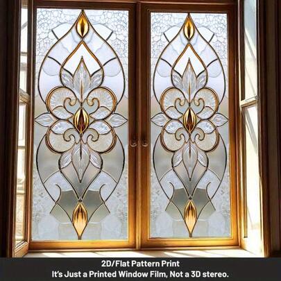 1 Piece, European-Style Decorative Window Film And Window Sticker, 2D Flat Retro Court Pattern Window Sticker, PVC Electrostatic Adsorption Decorative Window Film, Home Decoration Window And Door Decals, Suitable For Living Room, Bedroom, Kitchen, Bathroom, Home Decoration, Privacy Protection, 17.72 Inches X39.37 Inches