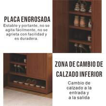 Zapatero bambú y MDF 107cm alto con base abierta y mesa superior diseño moderno resistente multifuncional ideal para almacenamiento de calzado espacio organizador práctico estructura sólida acabado elegante - Marrón - Ver 6