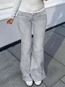 MYOURSA Low Rise Y2k Stretchy Bootcut Flare Leg Jeans