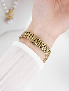 1pc Women's Thin Stainless Steel Gold Watch Band, Compatible With Apple Watch Series 11/10/9/8/7/6/5/4/3/2/1, Size 38mm/40mm/41mm/42mm/44mm/45mm/46mm/49mm, Suitable For Ultra 1/2/3/SE, Replaceable For Original Strap, Best Gift For Girlfriend, Friends And Family On Valentine's Day, Birthday And Mother's Day (Band Only) - Gold - View 9