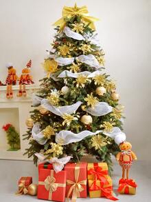 6/12/18/24 Stück Weihnachtsblumen Dekoration, Weihnachtsbaum Kranz Dekoration, funkelnde Blumen Paddel Dekoration, Weihnachten, Neujahr, Hochzeit, Party Dekoration, weiße Heim Dekoration, Weihnachtsdekorationen, Raumdekoration, Winter