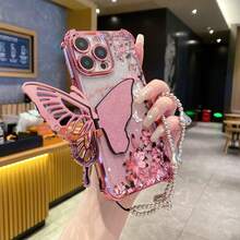 （蝴蝶支架）（银色手镯）适用于 Galaxy A123456789987654321 45G 电镀磁吸防摔透明手机壳，防摔手机壳，兼容三星 S25/S24/S23/S22 系列/A 系列，兼容 OPPO，兼容 Redmi，兼容 Moto，兼容 Pixel，兼容 vivo，兼容 OPPO，国际版，非国内版 - 粉色 - 查看 3