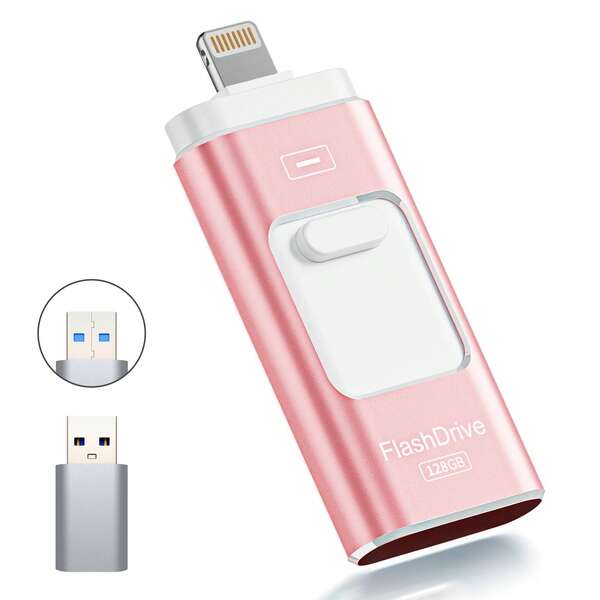 BLANBOK+ Apple MFi Certified 128GB Flash Drive For Phone Thumb Drive Photo Stick, USB Memory Stick Phone Flash Drive For Photos Videos, High Speed Jump Drive Compatible For Phone/IPad/Android/PC