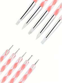 21 piezas Juego de herramientas de arte de uñas que incluye brochas de arte de uñas, paleta de resina, bolígrafo de talla de acrílico de doble vía, bolígrafo de punteado, kit de manicura, tablero de exhibición de maquillaje DIY para el hogar y el salón, color rosa