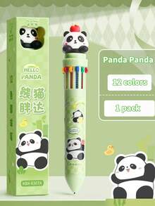 1pc 10/12 Colors Multi-Function Retractable Ballpoint Pen, Multicolor Cartoon Stationery Pen For Students, Journaling, Note-Taking