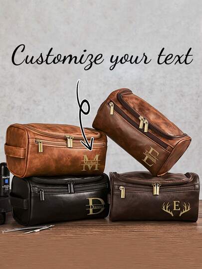 Customized Men's Toiletry Bag, Portable PU Waterproof Cosmetic Bag, Multi-Functional Travel Hanging Bag, Personalized Travel Bag, Anniversary Gift, Best Gift For Him, Groomsman Gift, Gift For Father's Day, Mother's Day, Teacher's Day, Thanksgiving, Christmas
