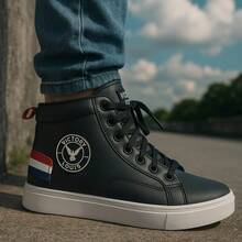 Original High Top Sneakers Bootie Street Casual School Skate Gym Party Fashion Premium - Black - View 2