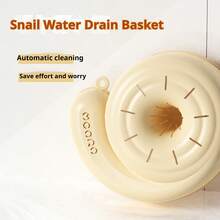 1pc Creative Snail Shaped Sink Strainer - Automatic Cleaning Gravity Flow, Multifunctional Kitchen Sink Drain Basket, Durable Plastic Washable Design, Light Color (Beige, Pink) - Effortless Sink And Bathtub Drainage Tool