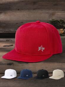 1pc Star Printed Flat Bill Baseball Cap, Adjustable Outdoor Sun Protection Casual Hat For Men, Suitable For Spring, Autumn, Travel, Beach, Y2K Style - Print - View 13