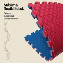 JOWY Tatami Puzzle 1x1m 2cm - Esterilla Gimnasio Puzzle | Goma EVA Reversible Varios Modelos y Colores | Esterilla Antideslizante para Artes Marciales, Fitness, Piscina, Juegos Infantiles y Suelo Tatami Japonés | Protege, Aísla y Decora | Entrega en 48-72h - Azul/Rojo - Ver 6