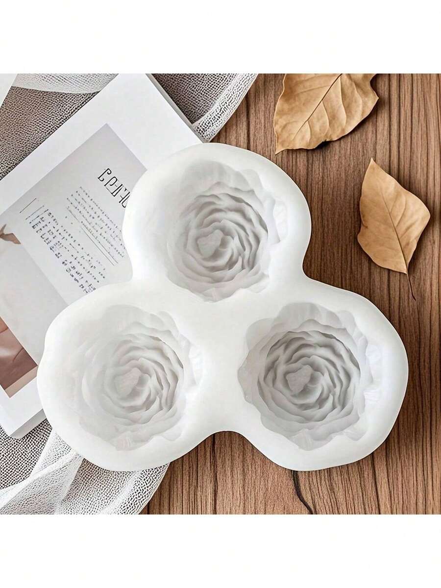 Peony Rose Flower 3D Silicone Mold, DIY Resin Epoxy Clay Craft Mold - White - View 1