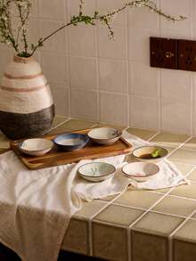 Cirelle Bộ 6 đĩa sứ Nhật Bản cổ điển, đĩa gốm, đĩa đựng gia vị, đĩa đựng nước tương, đồ dùng học tập, quà tặng Giáng sinh - Nhiều màu - Xem 3