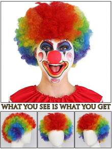 Perruque bouclée volumineuse, perruque afro synthétique courte, rétro années 70/80, boucles spiralées moelleuses, élastique et douce, apparence naturelle, convient pour le port quotidien, les fêtes d'Halloween, les événements sportifs, les concerts, le cosplay, le scientifique fou, l'artiste fou, le clown amusant, les tenues rock disco cool et uniques. Unisexe, plusieurs couleurs disponibles, excellent cadeau/décoration pour Noël, anniversaire, Thanksgiving, facile pour les débutants. - Multicolore - Voir 12