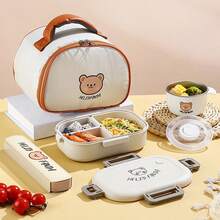 WORTHBUY 1 hộp đựng cơm trưa 3 ngăn có thể tháo rời, hộp đựng cơm Bento bằng nhựa chia ngăn di động 800ml dùng để chuẩn bị bữa ăn, dùng trong lò vi sóng, hộp đựng thực phẩm salad trái cây chịu nhiệt, thích hợp cho học sinh, người lớn sử dụng ở trường, văn phòng, cắm trại ngoài trời, dã ngoại, du lịch, trở lại trường - Nhiều màu - Xem 2