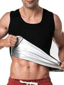 1 件男士运动瘦腰束腰背心，欧美风格桑拿汗蒸健身塑身内衣，出汗腹部塑身健身房锻炼上衣