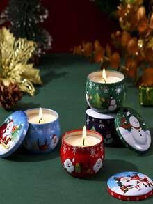 Christmas Themed Scented Candle Jar, Holiday Atmosphere Decorative Fragrance, Creative Gift Home Decor Christmas Decorations Room Decor, Christmas Gifts - Multicolor - View 7