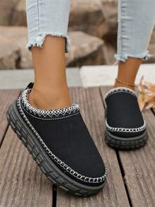 Women's Snow Boots, New Autumn/Winter Thick Bottom, Thermal Lined, Ankle Height, Warm Shoes - Black - View 1