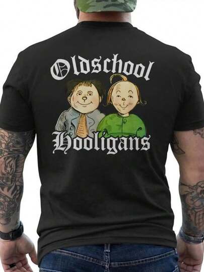Camiseta gráfica vintage de dibujos animados para hombres de la vieja escuela - Algodón transpirable, ajuste regular, camiseta de manga corta con diseño de impresión en la espalda - Ropa casual para atuendos casuales y regalos, camiseta vintage, ropa cómoda, camisa de estilo retro, calidad de impresión duradera, atuendo diario, moda urbana, material suave, camiseta impresa, jóvenes adultos