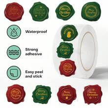 1 PC / 2 PCS / 4 PCS / Christmas Stamp Stickers - Red, Green, Gold Festive Seals, Matte Finish, Suitable For Scrapbooks, Gift Wrapping, Greeting Cards, Envelopes - One-Time Use Paper Self-Adhesive Labels - Office, Party, Personal Decoration Christmas Stickers, Festive Decorations, Festive Designs, Decorative Effects, Office Decoration Supplies - Multicolor - View 7