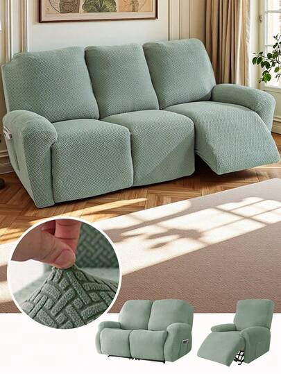 1/2/3 Seater Recliner Sofa Covers Stretch Jacquard Reclining Couch Covers For Reclining Sofa Relax Armchair Slipcovers Furniture Covers, 4pcs/6pcs/8pcs